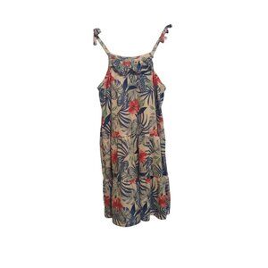 Tommy Bahama Girls Teired Midi Tropical Floral Dress Sleeveless Ties Size 6